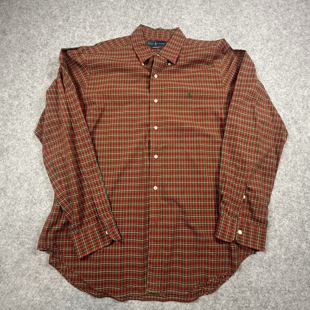 Polo Ralph Lauren XL Christmas Tartan Plaid Shirt Red Green Classic Fit Holiday